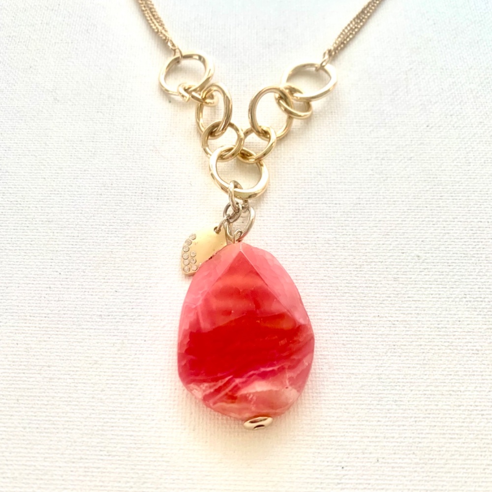 Paloma & Ellie Genuine Stone Pink Agate Pendant